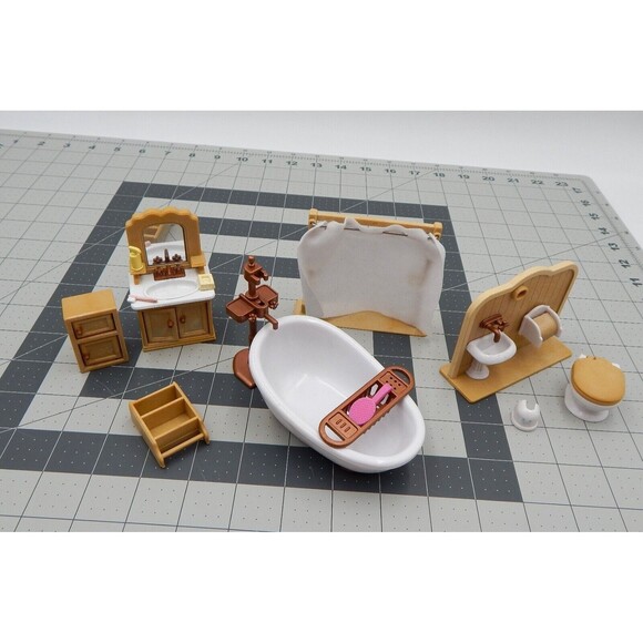 Calico Critters Sylvanian Family House Bathroom Furniture Sink Tub Toilet Epoch - Picture 1 of 6
